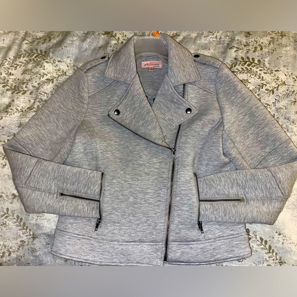 PHILOSOPHY Light Heather Grey Moto jacket